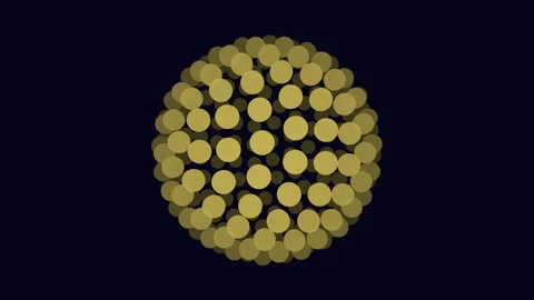 Dark sphere of green dots striking representation of a circular pattern ball Video stock 263548639
