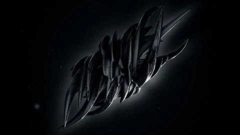 Dark Sphere is transforming into a needle-shaped figure. Silky smooth abstract Stock Illustration