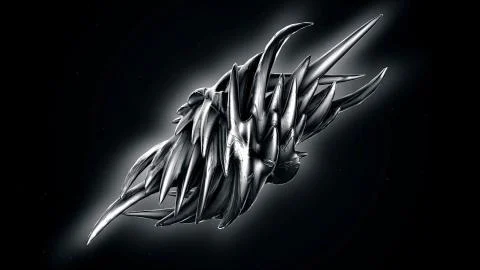 Dark Sphere is transforming into a needle-shaped figure. Silky smooth abstract Stock Illustration
