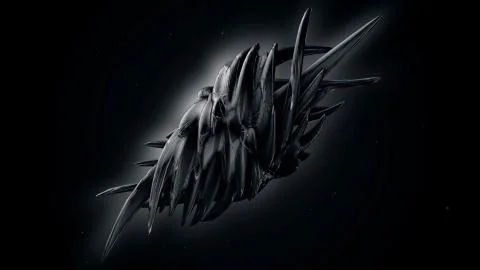 Dark Sphere is transforming into a needle-shaped figure. Silky smooth abstract Stock Illustration