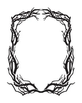 Dark spike frame, Halloween thorn branch border, gothic scary liana wreath イラスト素材