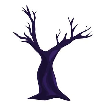 Dark spooky bare tree spreading its branches Stock Illustration