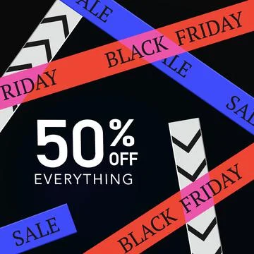 Dark square banner black friday 50 discount banner instagram Stock Illustration