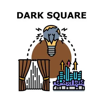 Dark square concept with broken light bulb Stock Illustration