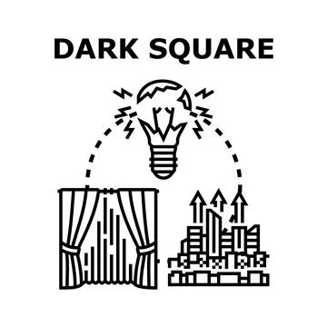 Dark square concept with broken light bulb Stock Illustration
