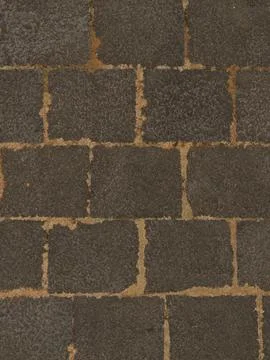 Dark Square Paving Stone Floor with Soil Gaps Stock Photos