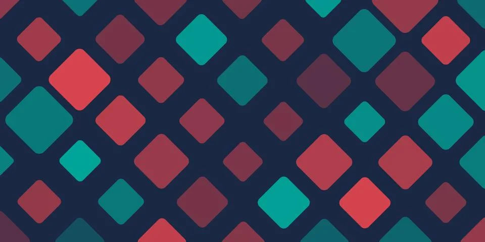 Dark Squares of Various Sizes and Colors, Shades of Red and Green - Geometr.. Stock Illustration