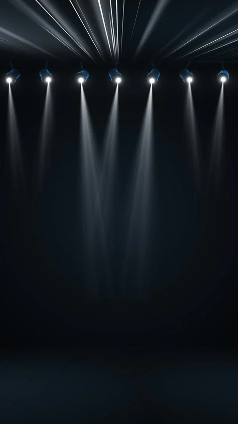 Dark stage light background crossing spotlights, smoke haze, and empty studio sp Stock Footage 340397497