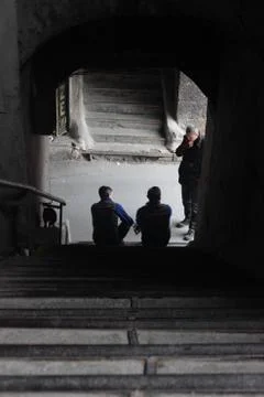 DARK - STAIR DOWN - PERSONS Stock Photos