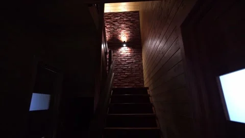 Dark staircase to the 2nd floor in a private house Stock Footage 162038267