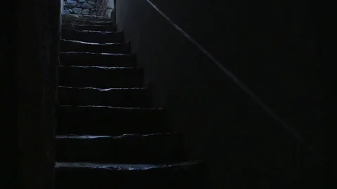 Dark staircase of an ancient castle Stock Footage 75292727