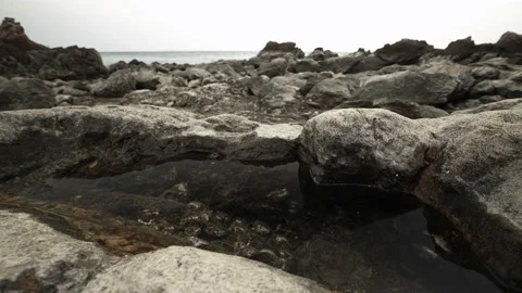 Dark Stone rocks on the seashore Stock Footage 235583616