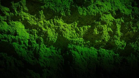 Dark stone texture with vibrant green tones transitioning to deep black, fe.. Ilustración de archivo