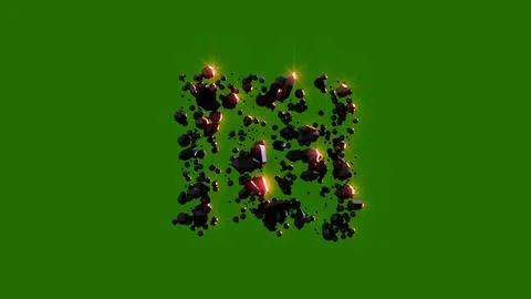 Dark stones with red glowing shekel sign - cosmic lava rocks font イラスト素材