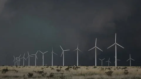 Dark Storm and Wind Farm Stock Footage 243323560