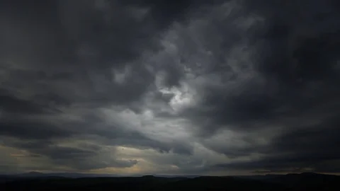 Dark storm asperitas clouds moving over the sea. Rain clouds time lapse Stock-Footage 83863863