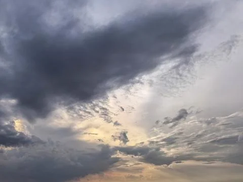 Dark Storm Cloud Formation Over Evening Sky Stock Photos