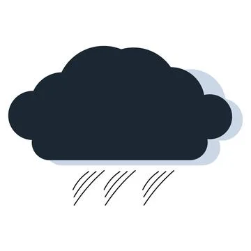Dark storm cloud icon with falling rain lines isolated on clean white backg.. Stock Illustration