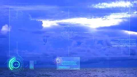 Dark storm cloud on the sea and radar analysis weather Stock Footage 139803757