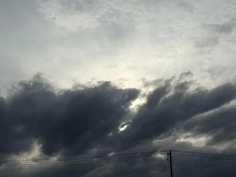 Dark Storm Clouds Above Utility Lines Stock Photos