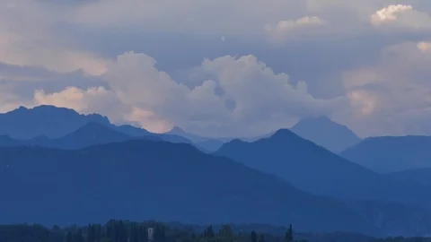 Dark storm clouds are moving fast at viewer on the italian hills timelapse, 4k Stock Footage 116992803
