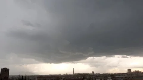 Dark storm clouds are moving over the city. Stock Footage