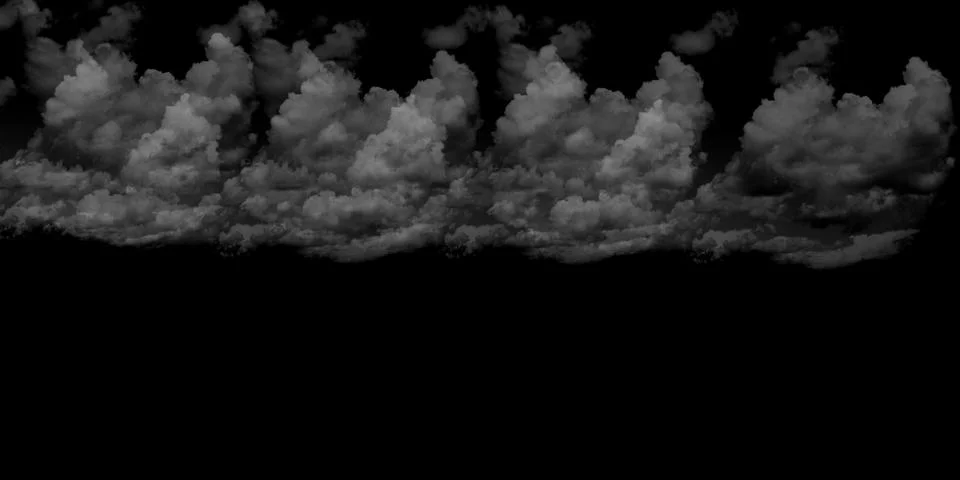 Dark Storm Clouds on Black Background – Dramatic Cloudscape Texture イラスト素材