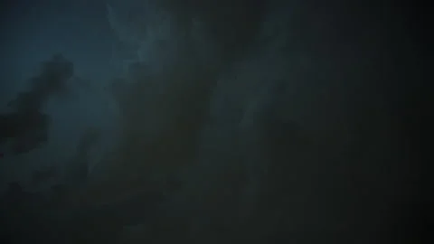 Dark storm clouds with endless lightning in night sky. Dramatic thunderstorm, 스톡 동영상 334026971