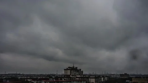 Dark Storm Clouds Before Heavy Rain 4K Timelapse Video stock 320813733