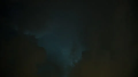 Dark storm clouds moving across the night sky during severe lightning strike Stockbeeldmateriaal 346791258