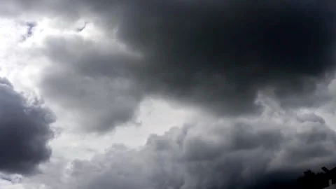 Dark Storm Clouds Moving in Dramatic Sky Timelapse Stock Footage 345694296