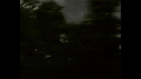 Dark storm clouds over trees in VHS analog tone Vidéo 330261956