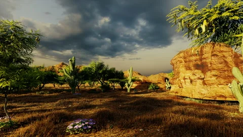 Dark storm evening sunset dusk clouds old american west navajo desert nature Vidéo 181459232