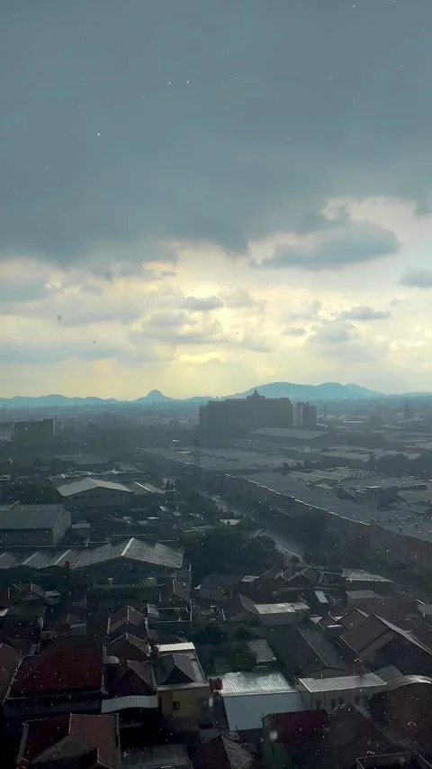 Dark Storm Front Moving Across West Java Bandung City Skyline Stock Footage 336925407