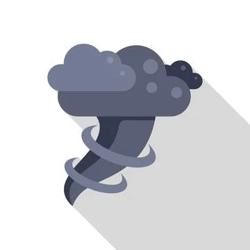 Dark stormy tornado forming with rotating clouds flat vector illustration Stock Illustration