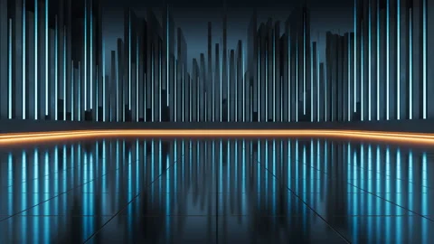 Dark stripe building background at night, 3d rendering. Stock Footage 324681786