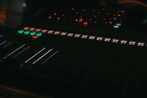 Dark Studio Audio Mixing Console Stock Photos