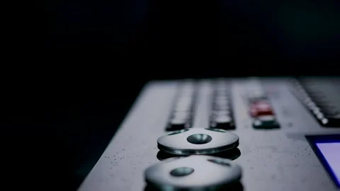 Dark Studio Console Controls in Low Light Environment Stock Footage 340243102