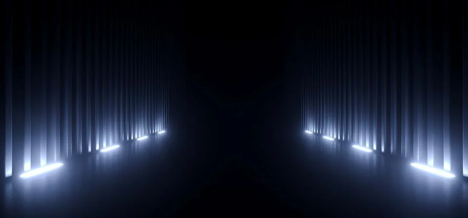 Dark Studio Warehouse Laser Led Glowing Studio Lights Stage Concert Showroom  Illustrazione stock