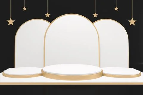 Dark style, Black minimal Podium eometric. 3D rendering Stock Illustration