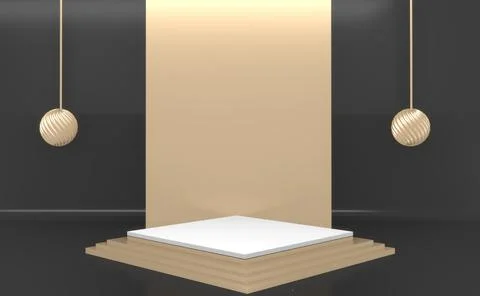 Dark style, Black minimal Podium eometric. 3D rendering Stock Illustration