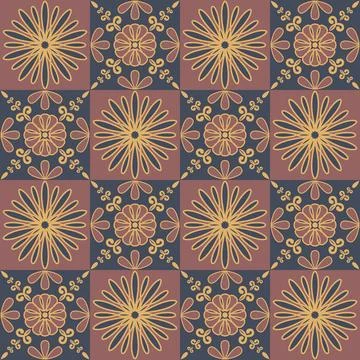 Dark stylish ceramic tile, square seamless pattern, ceramic tile vector ill.. Stock Illustration