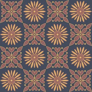 Dark stylish ceramic tile, square seamless pattern with ornate curlicues Stock Illustration