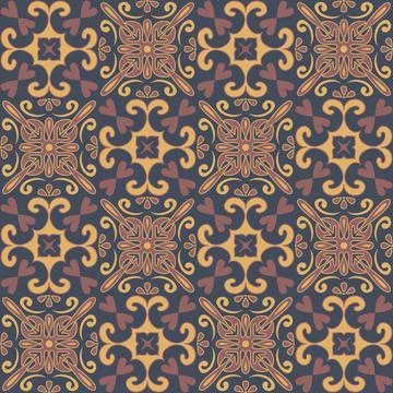 Dark stylish ceramic tile, square seamless pattern ceramic tile vector illust Stock Illustration