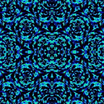 Dark Stylized Floral Seamless Pattern Digital art technique abstract shape... Stock Photos