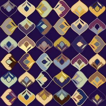 Dark stylized leaf mosaic vector seamless pattern. Hand drawn art deco style Illustrazione stock