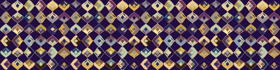 Dark stylized leaf mosaic vector seamless border pattern. Hand drawn art deco Stock Illustration