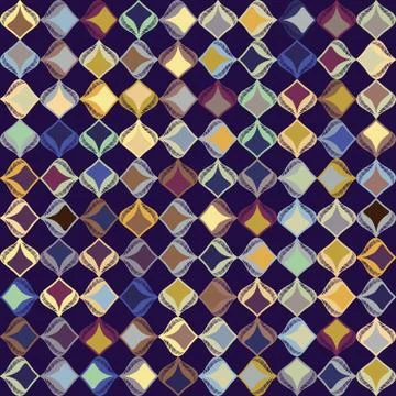 Dark stylized leaf mosaic vector seamless pattern. Hand drawn art deco style Stock Illustration