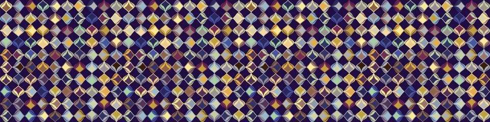 Dark stylized leaf mosaic vector seamless border pattern. Hand drawn art deco Stock Illustration