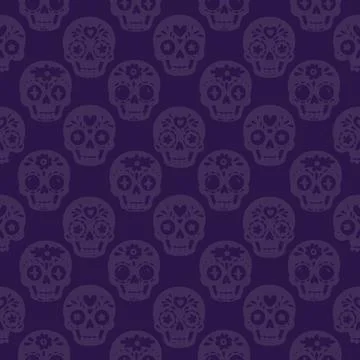 Dark sugar skull seamless pattern for Day of the Dead Stock Illustration